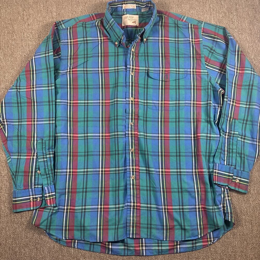 Vintage Fox Collection Men’s Button Up Shirt XL Plaid Clean